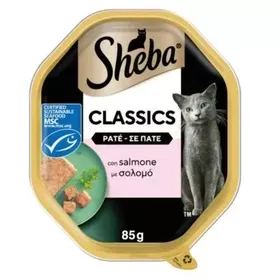 SHEBA® Adult Πλήρης Υγρή Τροφή Γάτας Σολομός σε Πατέ Δισκάκι 85g