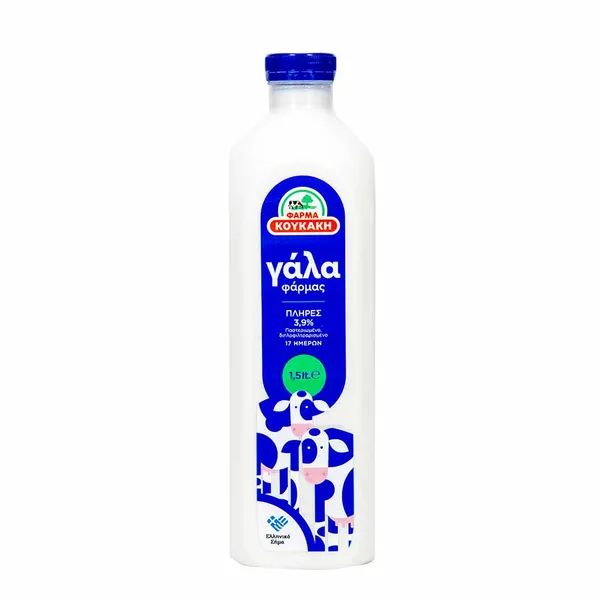 Γάλα διπλοφιλτραρισμένο Φάρμα ΚΟΥΚΑΚΗ 1,5lt πλήρες 3.9% ή light 1.5% ΜΕ ΕΚΠΤΩΣΗ 0,79€