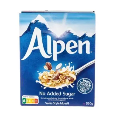 ALPEN MUESLI Χωρίς προσθήκη ζάχαρης 560gr