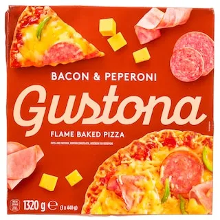 GUSTONA Πίτσα Μπέικον Πεπερόνι 3x440g
