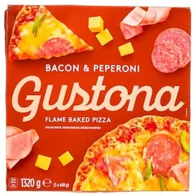 GUSTONA Πίτσα Μπέικον Πεπερόνι 3x440g