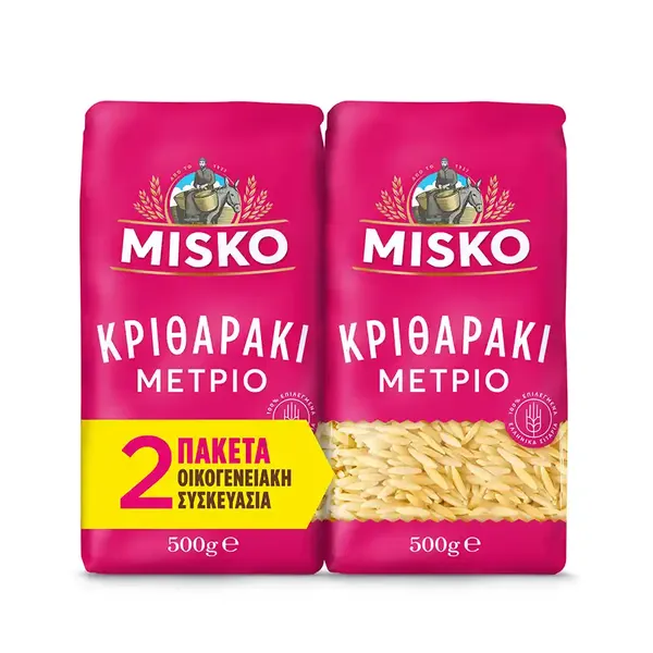 Misko Κριθαράκι Μέτριο Οικογενειακή Συσκευασία 2x500gr