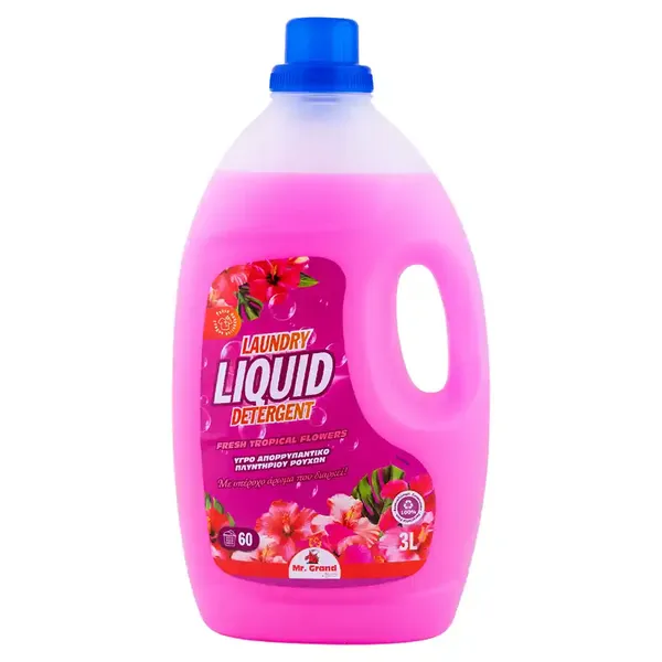 ΜrGrand Υγρό Απορρυπαντικό Πλυντηρίου Ρούχων Flower 60mez. 3lt.