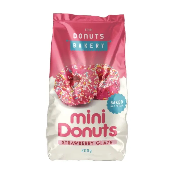 THE DONUTS BAKERY Mίνι Ντόνατς με Επικάλυψη Φράουλα 200g