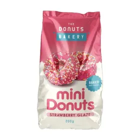 THE DONUTS BAKERY Mίνι Ντόνατς με Επικάλυψη Φράουλα 200g