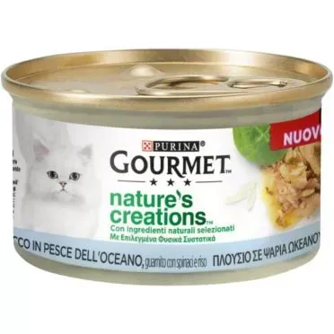 GOURMET  NATURE'S CREATIONS με Ψάρια Ωκεανού, γαρνιρισμένο με σπανάκι και ρύζι