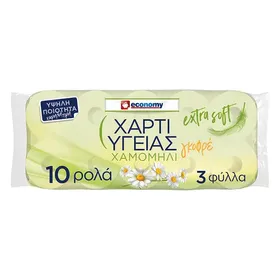 ECONOMY ρολό υγείας γκοφρέ 3φύλλων χαμομήλι 10τμχ 800γρ