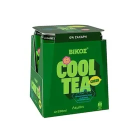 ΒΙΚΟΣ Cool Tea Πράσινο Τσάι Λεμόνι Μηδέν Ζάχαρη 4x330ml