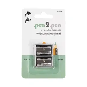 Pen 2 Pen Ξύστρα Μεταλλική Σε Κουτί + Ανταλλακτικό Blister 2τεμ.