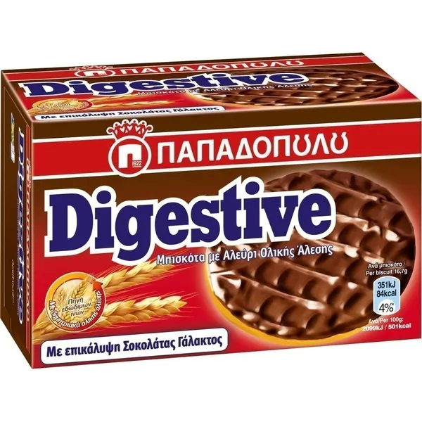 ΠΑΠΑΔΟΠΟΥΛΟΥ Digestive Μπισκότα με Επικάλυψη Σοκολάτα Γάλακτος 200g