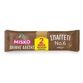 MISKO Σπαγγέτι Νο6 Ολικής Άλεσης 2x500g