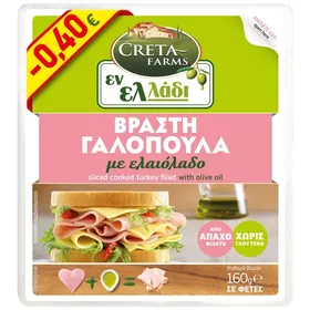 γαλοπούλα βραστή ή καπνιστή σε φέτες 160g