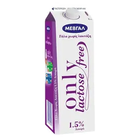 Γάλα ΜΕΒΓΑΛ Only lactose free 1,5%λιπ. χ. λακτόζη πολύ υψηλής θερμικής επεξεργασίας 1λίτ.