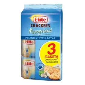 Elite Crackers Μεσογειακά Ρίγανη & Φέτα 3Χ105gr Οικογενειακή Συσκευασία