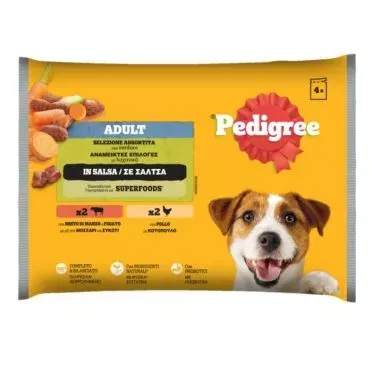 PED POUCH -με μιξ από μοσχάρι και συκώτι και λαχανικά / με κοτόπουλο και λαχανικά 4x100g