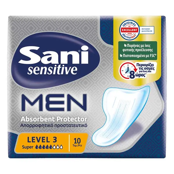 SANI Sensitive Men Επιθέματα Ακράτειας Νο2 Medium 10τεμ
