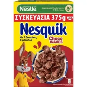 Nestlé NESQUIK® EXTRA CHOCO WAVES Παιδικά Δημητριακά Πρωινού Ολικής Άλεσης με Σοκολατένια Γεύση 375g
