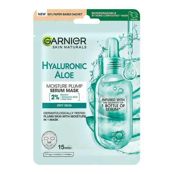L'oreal Garnier Skin Naturals Υφασμάτινη Μάσκα Προσώπου Hyaluronic Aloe 28γρ.