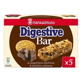 Digestive bar με κομμάτια σοκολάτας & σοκολάτα γάλακτος 28g (5τεμ.)