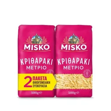 MISKO ΜΑΚΑΡΟΝΙ ΚΡΙΘΑΡΑΚΙ ΜΕΤΡΙΟ ΟΙΚΟΓΕΝΕΙΑΚΗ ΣΥΣΚΕΥΑΣΙΑ 2X500GR