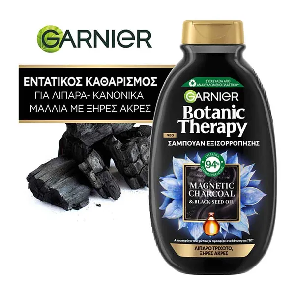 L'oreal Garnier Botanic Therapy Σαμπουάν Charcoal Για Λιπαρά Κανονικά Μαλλιά 400ml.