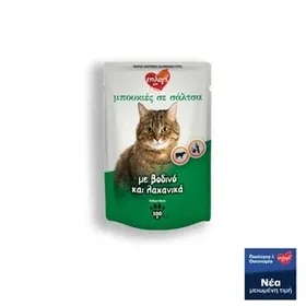 ΕΠΙΛΟΓΗ ΜΟΥ Υγρή Τροφή Γάτας Βοδινό & Λαχανικά σε Σάλτσα 100γρ.