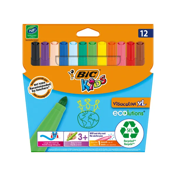 Μαρκαδόροι Ζωγραφικής BIC® KIDS Visacolor 12 τεμ.