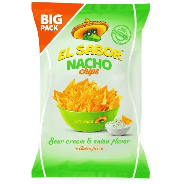 EL SABOR nacho chips sour cream & onion ή chilli ή bbq gluten free 180γρ.