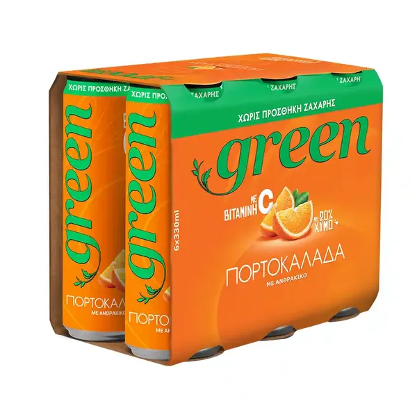 Green Πορτοκαλάδα Με Στέβια Χωρίς Ζάχαρη 6x330ml.