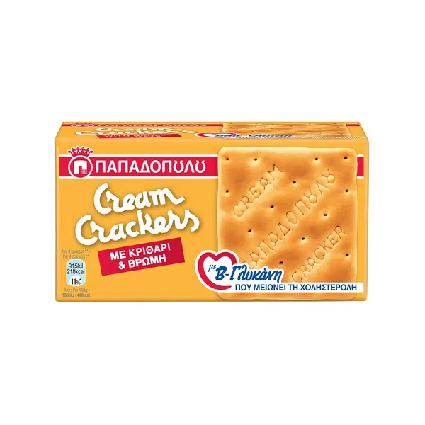 Cream Crackers με Κριθάρι, Βρώμη & β-Γλυκάνη 185g