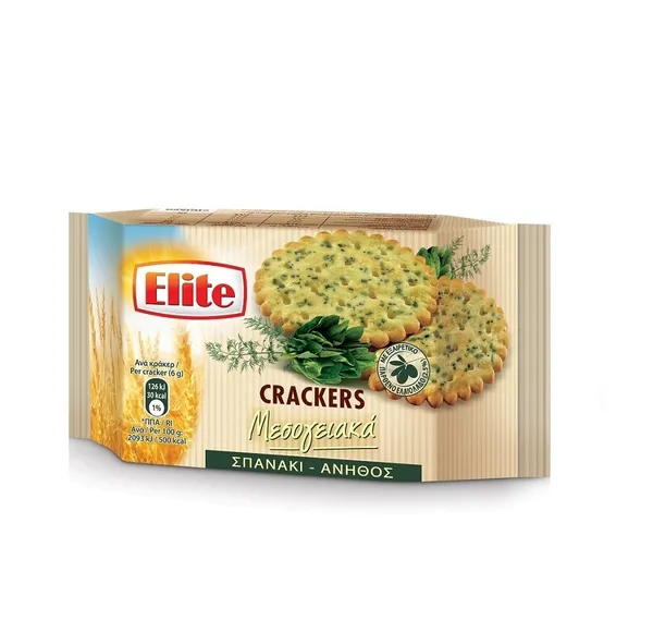 Elite Crackers Μεσογειακά Σπανάκι Άνηθο 150g