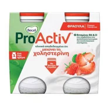 BECEL PROACTIV Ρόφημα Γιαουρτιού Φράουλα 4x75gr