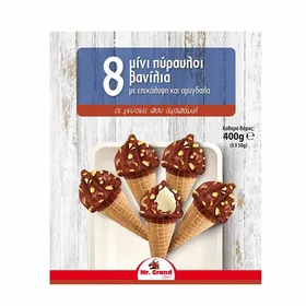 MrGrand Παγωτό Μίνι Πύραυλοι Βανίλια Αμύγδαλο 8τεμ. 400γρ./550ml