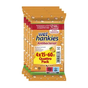 Wet Hankies Υγρά Μαντηλάκια Αντιβακτηριδιακά Orange 4x15
