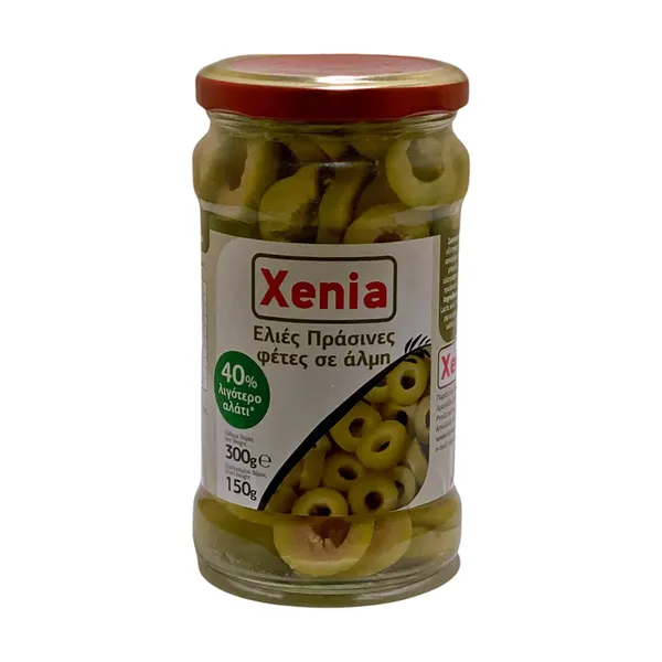 Ελιές Πράσινες ΧΕΝΙΑ φέτες με 40% Λιγότερο αλάτι 150g