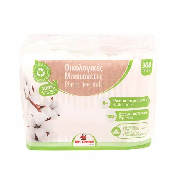 MrGrand Μπατονέτες Cotton Οικολογικό Χάρτινο Stick 300τεμ.