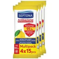 Septona Refresh Υγρά Αντιβακτηριδιακά Μαντηλάκια Λεμόνι 60τεμ.