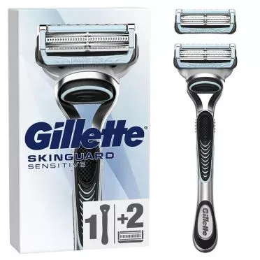 Gillette SkinGuard Sensitive Ανδρική Ξυριστική Μηχανή , 1 Λαβή, 2 Ανταλλακτικές Κεφαλές