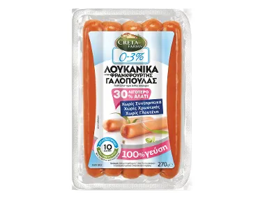 Λουκάνικα τύπου Φρανκφούρτης γαλοπούλας 270 g
