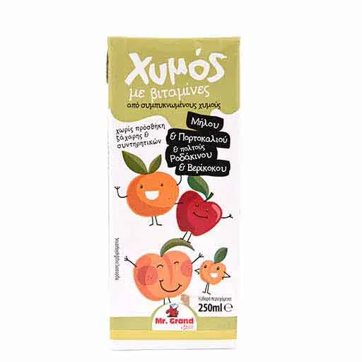MrGrand Χυμός Μήλο Πορτοκάλι Ροδάκινο Βερίκοκο 250ml.