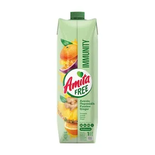 AMITA Φρουτοποτό Immunity Free Ανανάς Πορτοκάλι Ginger 1lt