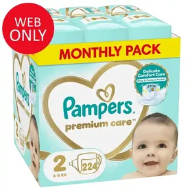 Pampers Premium Care Πάνες No2 (4-8kg.) Monthly Pack 224τεμ.