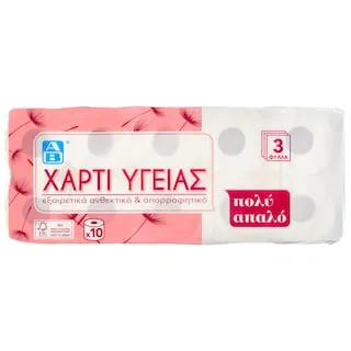 ΑΒ Χαρτί Υγείας Soft 3 Φύλλα 10 Ρολά 1.3kg