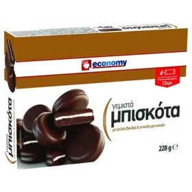 μπισκότα με γέμιση βανίλια και επικάλυψη κακάο 228γρ.