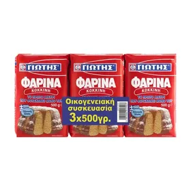 ΓΙΩΤΗΣ φαρίνα κόκκινη 500g (οικογενειακή συσκευασία 3τεμ.)