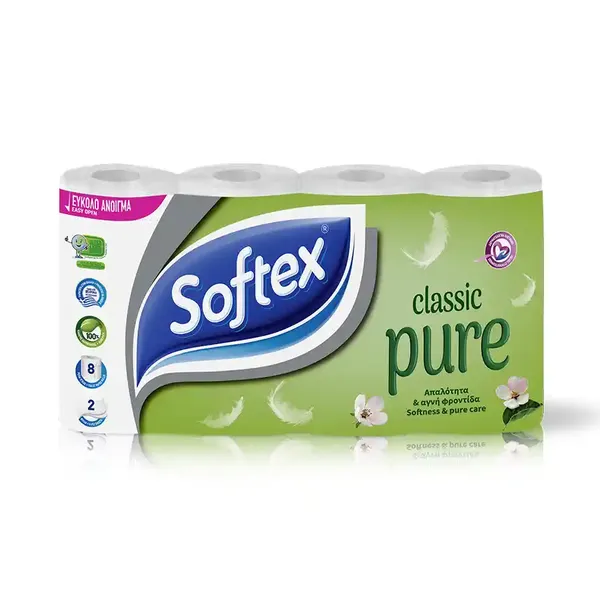 χαρτί υγείας classic pure 2φυλλο 8 ρολά 496γρ.