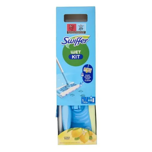 Swiffer Σύστημα Καθαρισμού Starter kit Wet για καθαρισμό πατωμάτων (1 λαβή, ανταλλακτικά υγρά πανάκια)