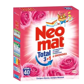 ΝΕΟΜΑΤ Απορρυπαντικό Πλυντηρίου σε Σκόνη Τριαντάφυλλο 40μεζ