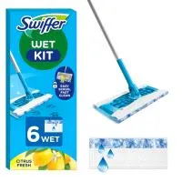 Σύστημα Καθαρισμού Swiffer με 1 Έτοιμη Σκούπα + 6 Ανταλλακτικά Υγρά Πανάκια