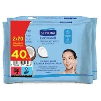 Septona Υγρά Μαντηλάκια Ντεμακιγιάζ Coconut Water 2x20τεμ